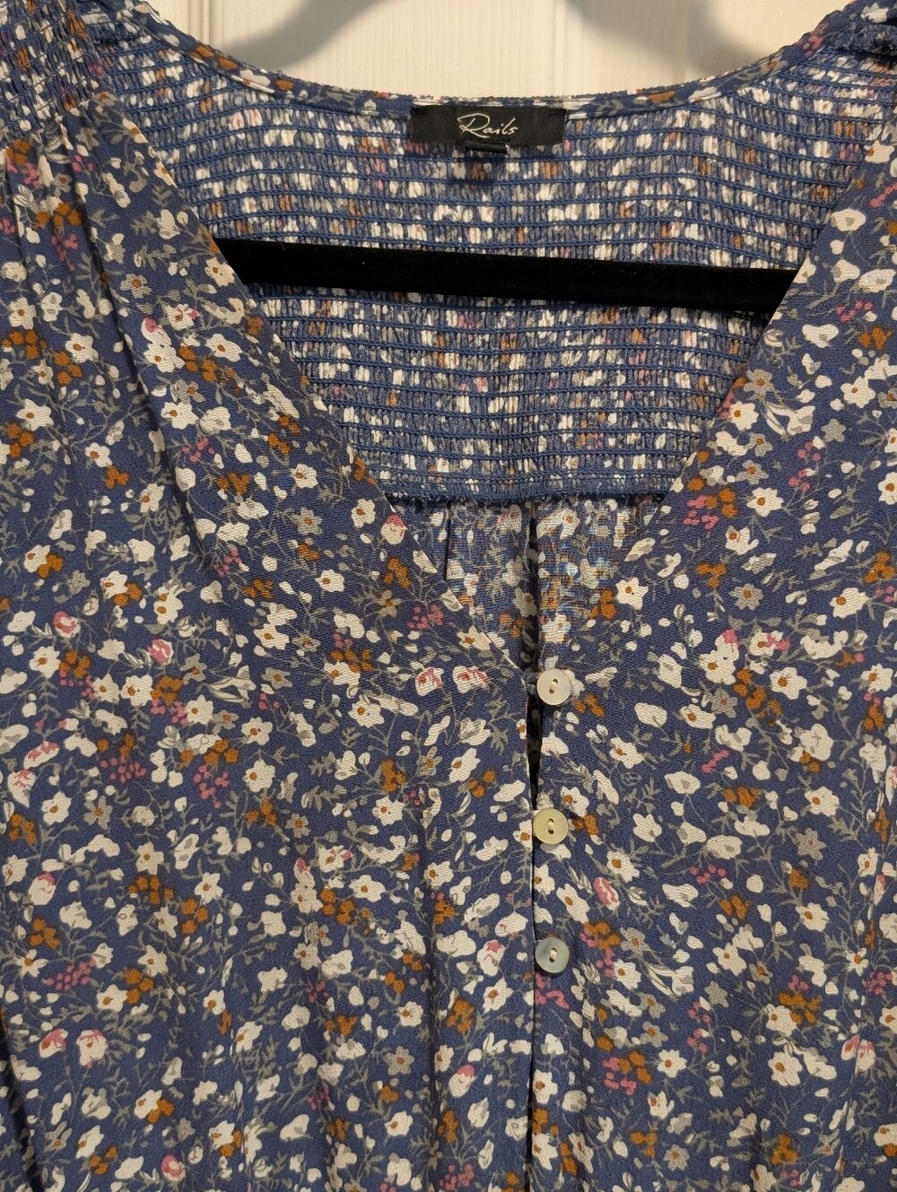 Rails Dress Navy Floral Button-Front Size L No